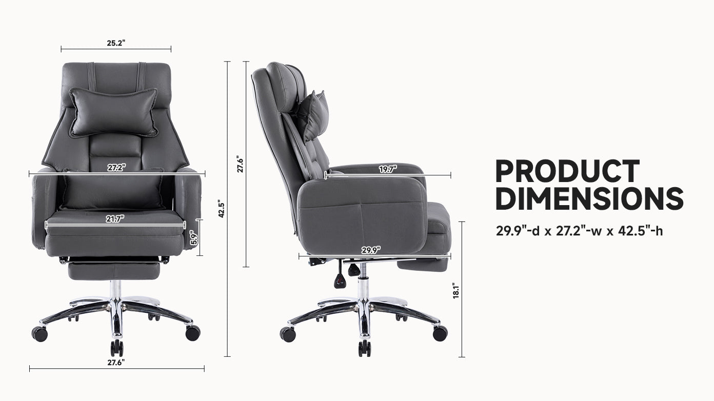 Swivel Ergonomic Office Chair, Technology Leather  High Back Office Chair with Lumbar Support Headrest, Sedentary Comfortable
