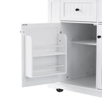 48 inch Kitchen Island with Drop Leaf,Power Outlet,Internal Storage Rack,Rolling Kitchen Storage Cart on 5 Wheels with 5 Open Side Racks for Kitchen,White (Old SKU N707P257057W)(Not Include Stools) - Grand Goldman Shop