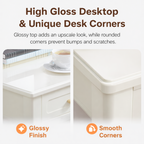 Cream White Vanity Desk with 3 Drawers, Modern Makeup Table or Writing Desk, Multipurpose Dressing Table for Bedroom, No Mirror Included - Grand Goldman Shop