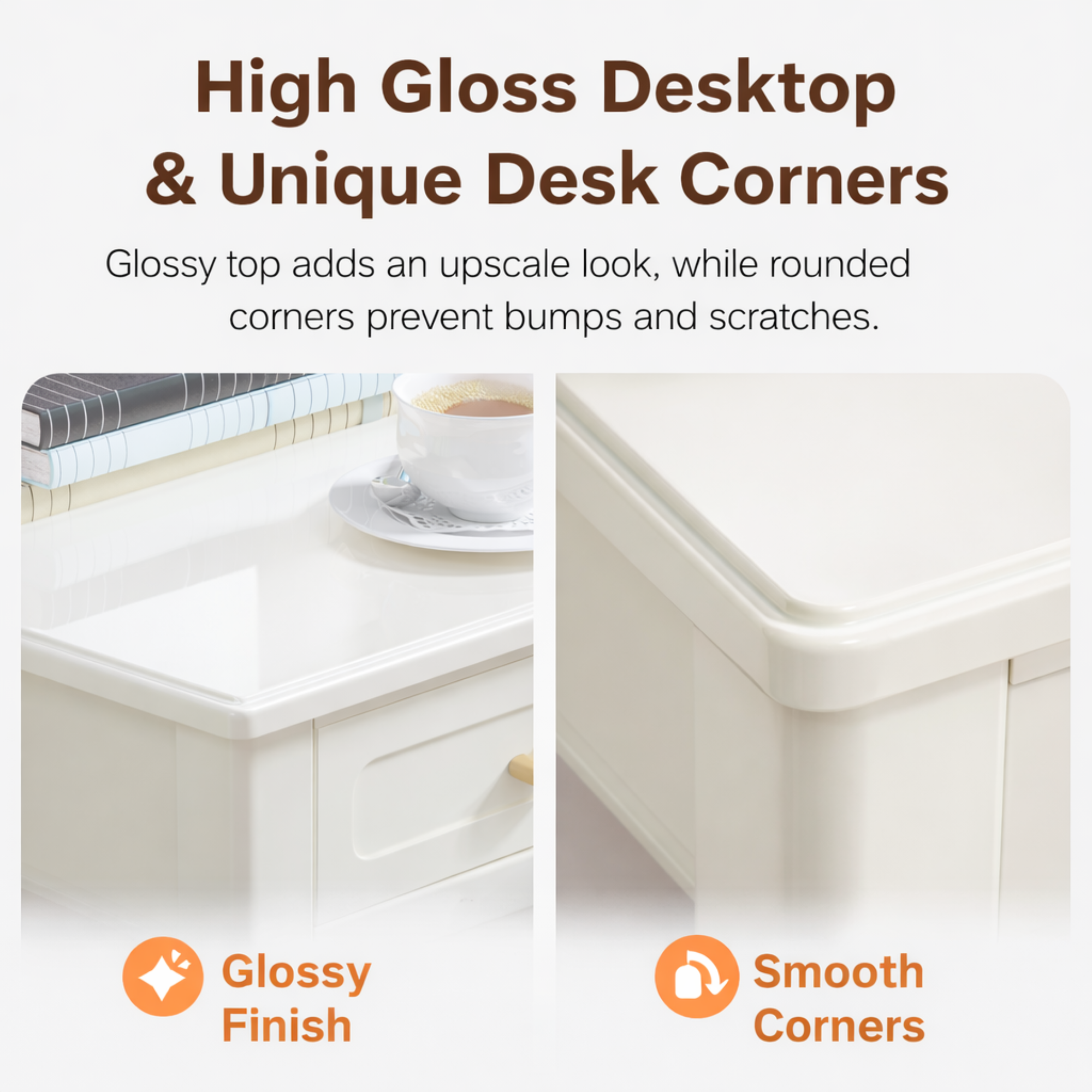 Cream White Vanity Desk with 3 Drawers, Modern Makeup Table or Writing Desk, Multipurpose Dressing Table for Bedroom, No Mirror Included - Grand Goldman Shop