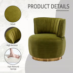 Swivel Barrel Chair, Round Armchairs with Wide Upholstered, Fluffy Velvet Fabric, Olive, 25.20'' x 25.59'' x 26.38'' - Grand Goldman Shop