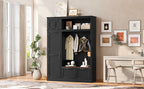3-in-1 Hall Tree with Overhead Storage Cabinet, 3 Adjustable Side Shelves, 4 Heavy-Duty Hooks, 2 Spacious Drawers, Grooved Back Panel Design, Contrasting Seat Bench, Multifunctional Entryway Organizer - Grand Goldman Shop