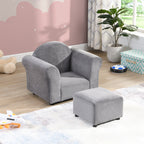 Kids Upholstered Couch with Ottoman for Toddlers, Dark Gray Velvet | Premium Home Decor - Grand Goldman