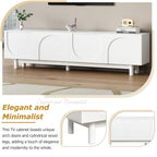 ON-TREND Graceful TV Stand with Arch Cabinets for TVs Up to 78'', Minimalist Entertainment Center with Solid Wood Legs, Practical Media Console with Adjustable Shelves for Living Room, White - Grand Goldman Shop