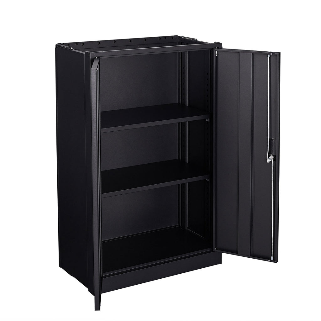 Black Metal Storage Cabinet with Locking Doors and Adjustable Shelf, Folding Filing Locker for Home Office, School, Garage, S