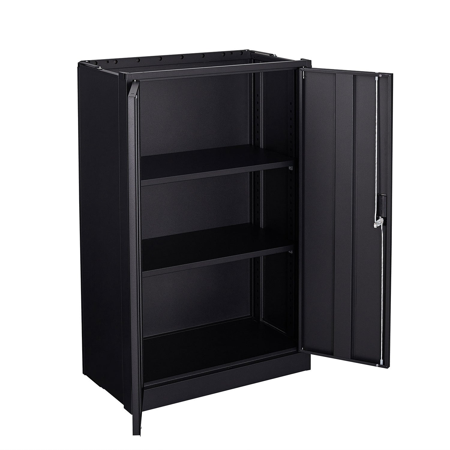 Black Metal Storage Cabinet with Locking Doors and Adjustable Shelf, Folding Filing Locker for Home Office, School, Garage, S