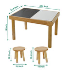 Sensory Table for Toddlers 1-3 with 2 Chairs, Wooden Kid Activity Table Chair Set with Double-Sided Boards for Sand and Water