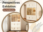 Portable Wardrobe Closet Storage Organizer with 9 Magnetic Doors, Cream White, - Grand Goldman Shop