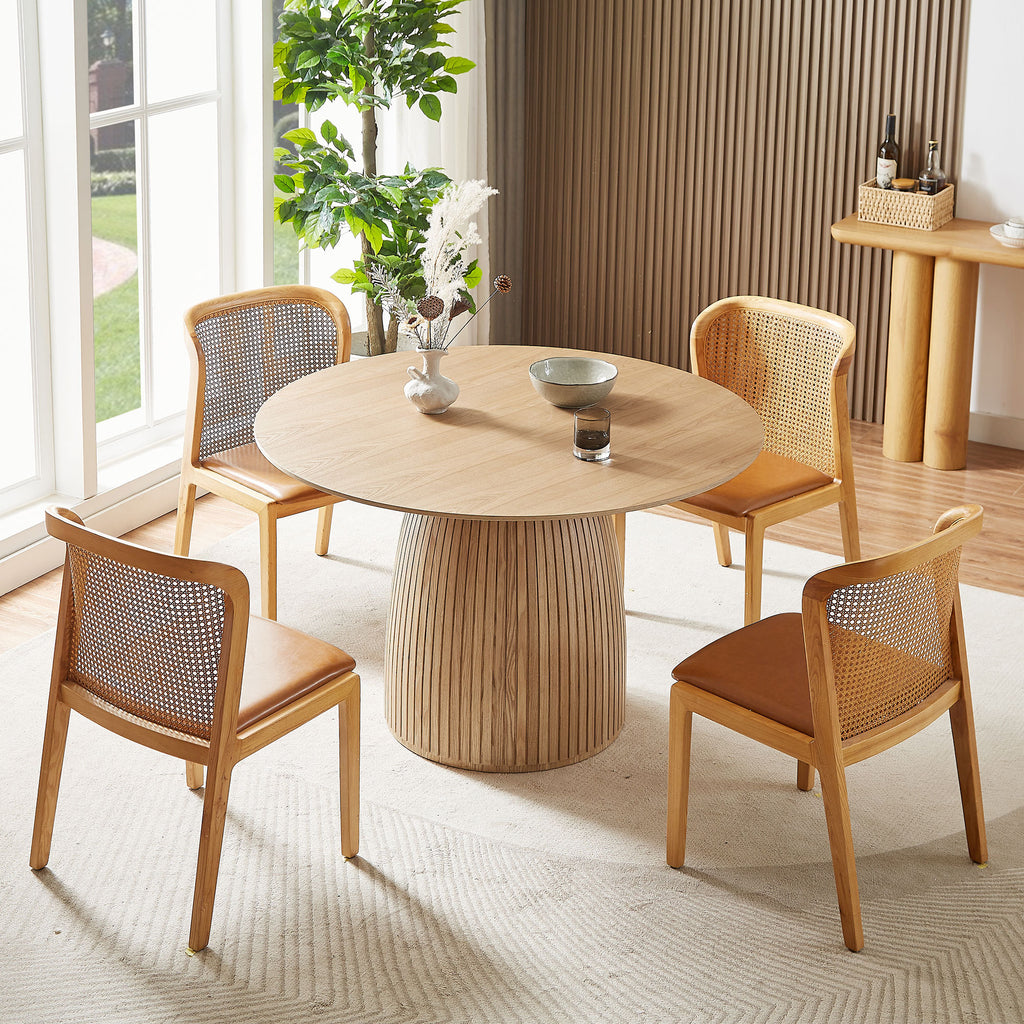 Round Dining Table Modern Wood Kitchen Table 47.24' Circular Tabletop for Leisure Coffee Table OAK. - Grand Goldman Shop