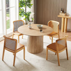 Round Dining Table Modern Wood Kitchen Table 47.24' Circular Tabletop for Leisure Coffee Table OAK. - Grand Goldman Shop