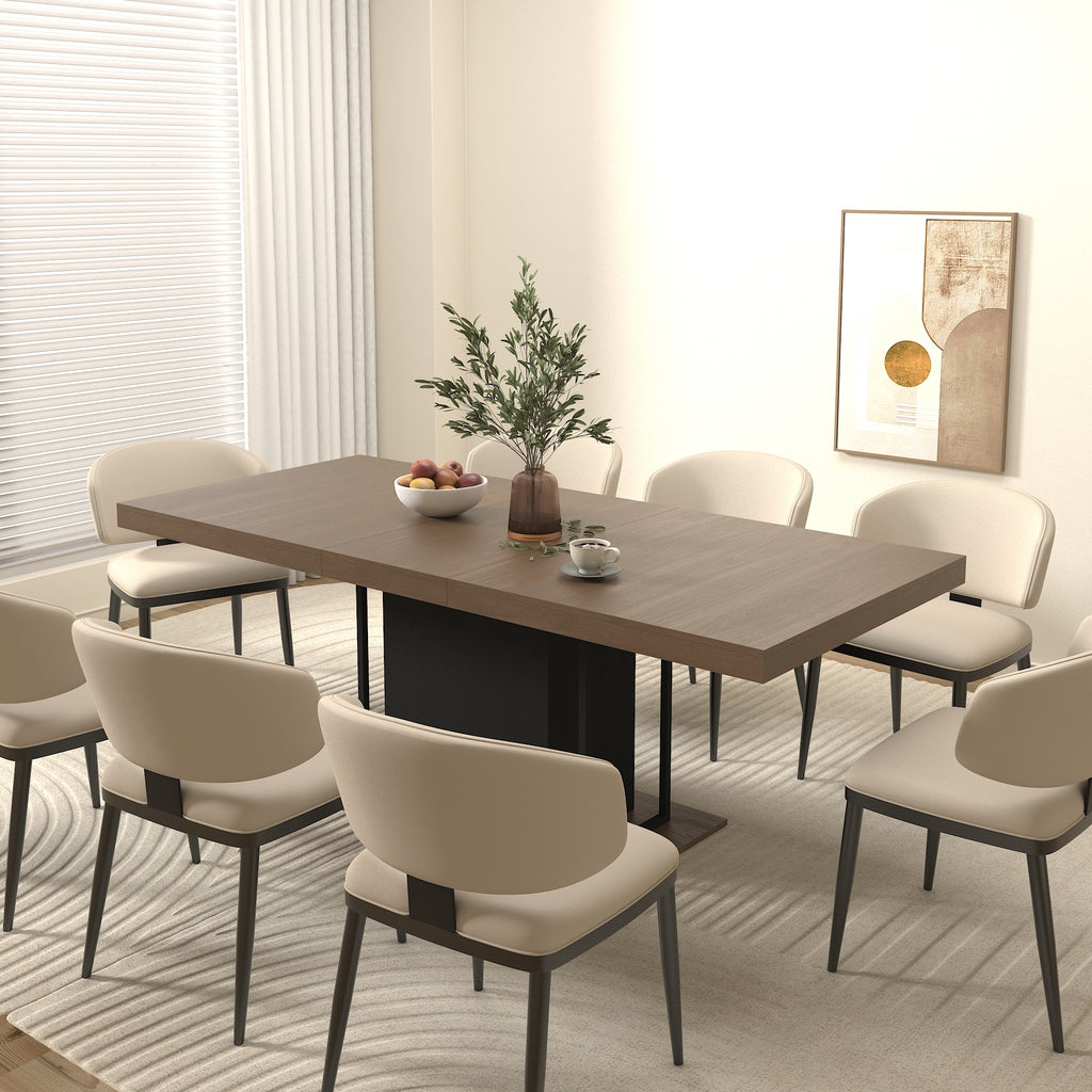 Rectangle extendable dining table for 6-10 people aged effect wood and black 160-200 cm - Grand Goldman Shop