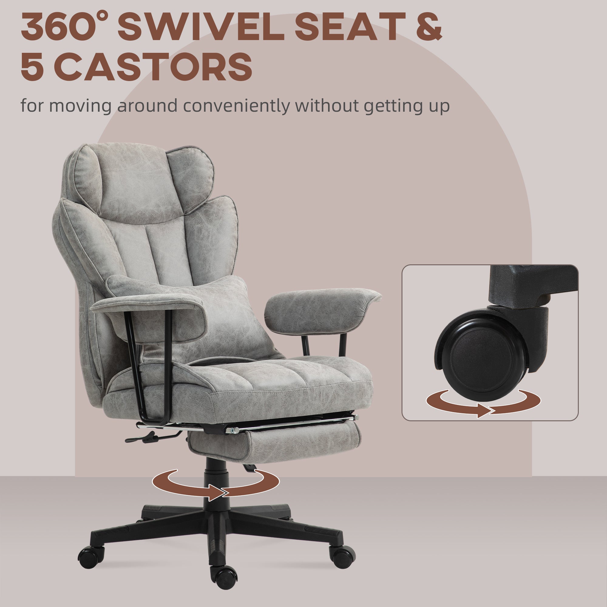HOMCOM Executive Office Chair, 400LBS Big and Tall Office Chair with Foot Rest, Microfiber Computer Desk Chair with Lumbar Su