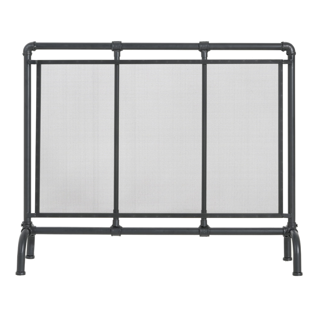 Celeste 1 Panel Iron Fireplace Screen 36' W x 29' H, Black - Grand Goldman Shop