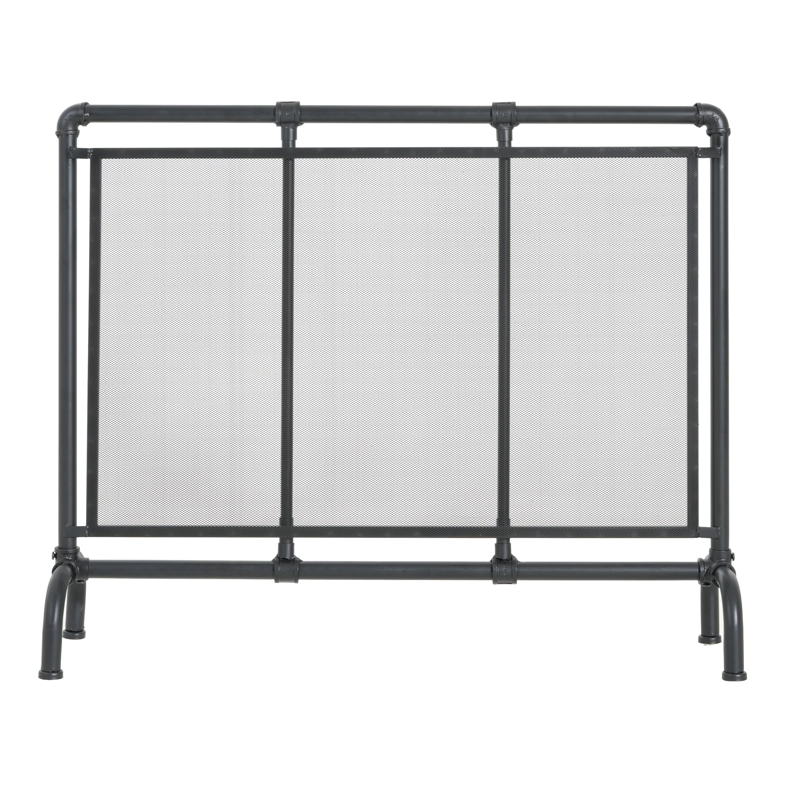 Celeste 1 Panel Iron Fireplace Screen 36' W x 29' H, Black - Grand Goldman Shop