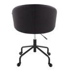 Contemporary Task Chair in Black Metal and Black Faux Leather with Silver Metal Accents - Grand Goldman