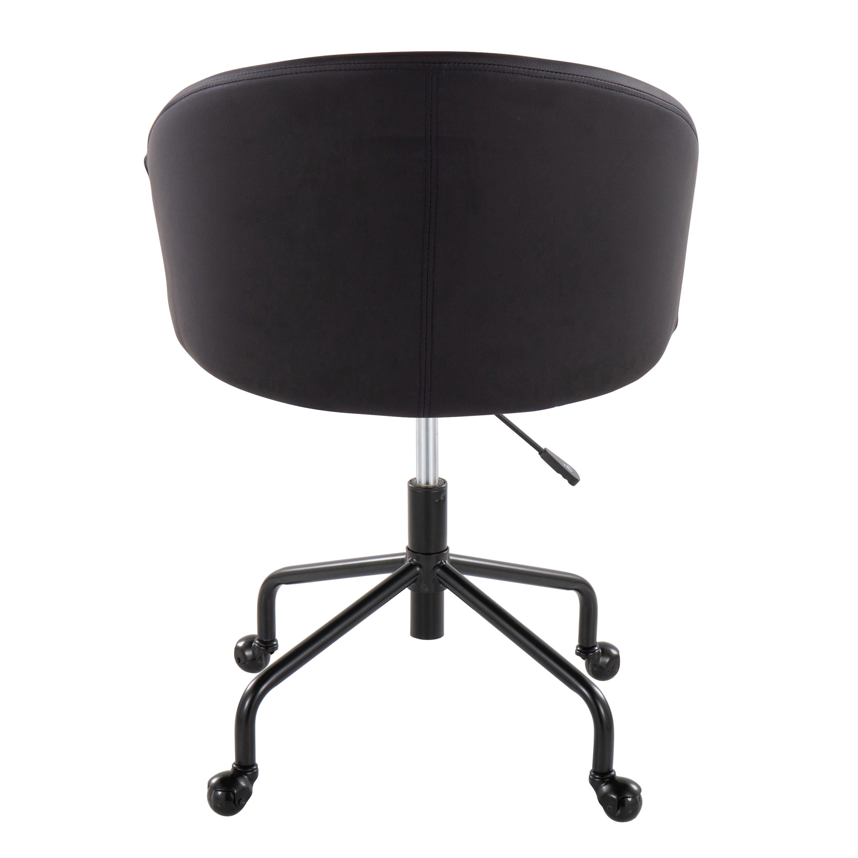 Contemporary Task Chair in Black Metal and Black Faux Leather with Silver Metal Accents - Grand Goldman