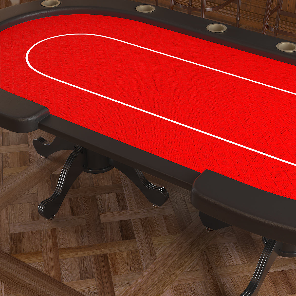 96' Oval Aura Poker Table for 10 Players Texas Holdem Poker Card with Bet Line Felt Surface Jumbo Cup Holders Red - Grand Gol