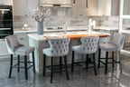A&A Furniture,Contemporary Velvet Upholstered Wing-Back Barstools with Button Tufted Decoration and Wooden Legs, and Chrome Nailhead Trim, Leisure Style Bar Chairs,Bar stools, Set of 2 (Gray),SW1824GY - Grand Goldman Shop