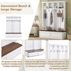 Farmhouse 4-in-1 Hall Tree with Wood Grain Bench, Mudroom Versatile Coat Rack with 2 Large Drawer, Entrance Organizer for Hallway, Living Room, White, 55.9'W (OLD SKU: N721P313099K) - Grand Goldman Shop