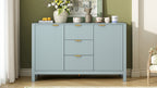 U_STYLE Sideboard with Wave Design - 3 Adjustable Shelves, 3 Drawers & Soft-Close Doors, Storage Console Table with Metal Handles, Suitable for Study, Hallway and Living Room, 3 Colors - Grand Goldman Shop