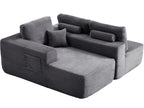 104' Cloud Sectional Sofa with L-Shape Chaise and Side Pockets , Modern Modular Design, Deep Seating, Upholstered Couch for Living Room/Bedroom, No Assembly Required (Plush Fabric), Grey, Left-facing - Grand Goldman Shop