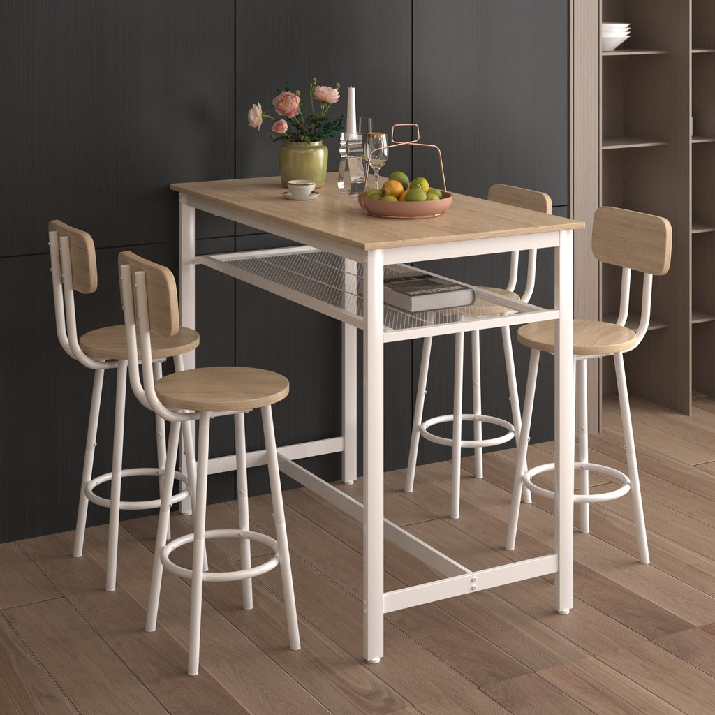 5-Piece Kitchen Counter Height Table Set, Bar Table with 4 Chairs - Grand Goldman Shop
