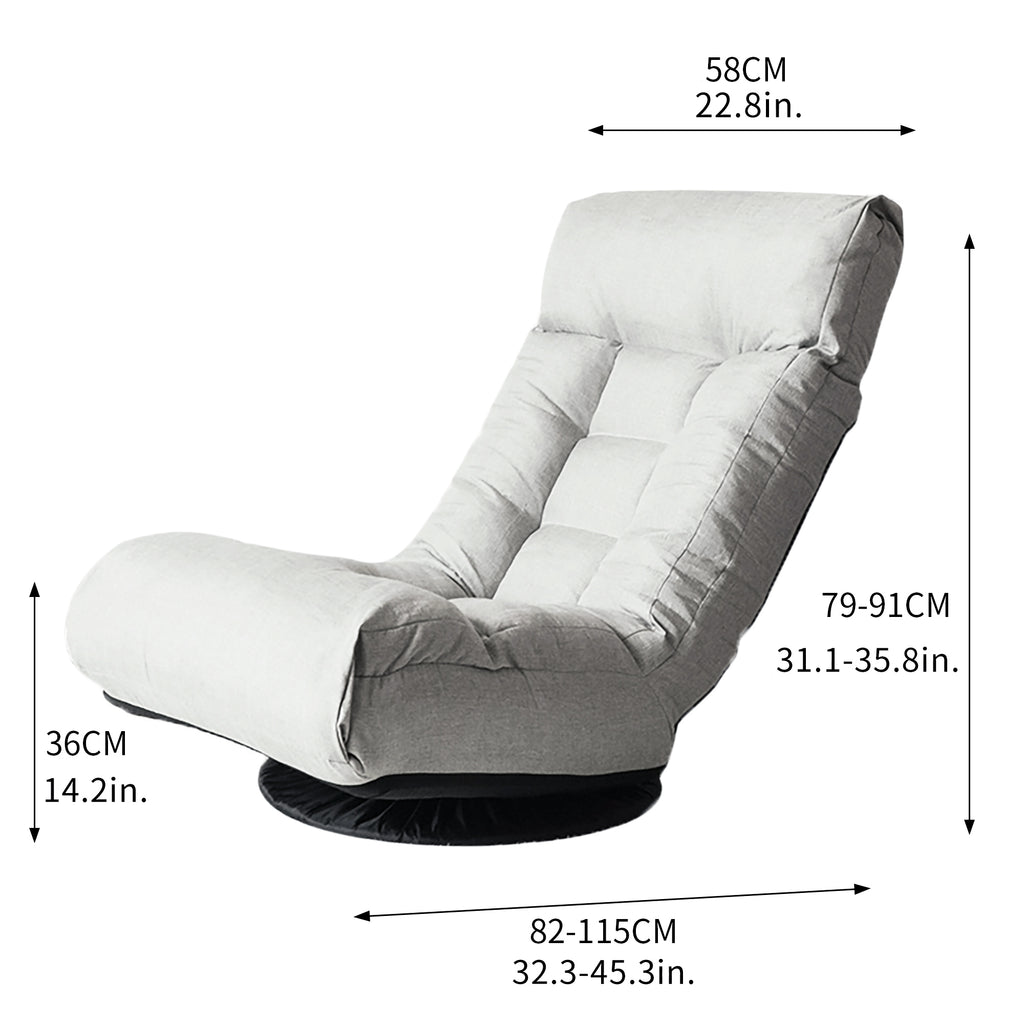 Japanese-Style  Gray with Metal Frame Adjustable Reclining Floor Chair – Tatami Lazy Sofa for Balcony or Bedroom - Grand Goldman Shop