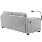 Corduroy Sleeper Sofa Loveseat with Full Size Mattress, USB Ports, Cup Holders, Side Pockets, and Phone Holder, Grey - Grand Goldman Shop