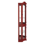 Curio Cabinet Lighted Glass Display Curio Cabinet w/Tempered Glass Doors and Shelves, Crown Corner Cabinet with Bulb, Corner Storage Decoration for Living room and Bedroom Cherry - Grand Goldman Shop
