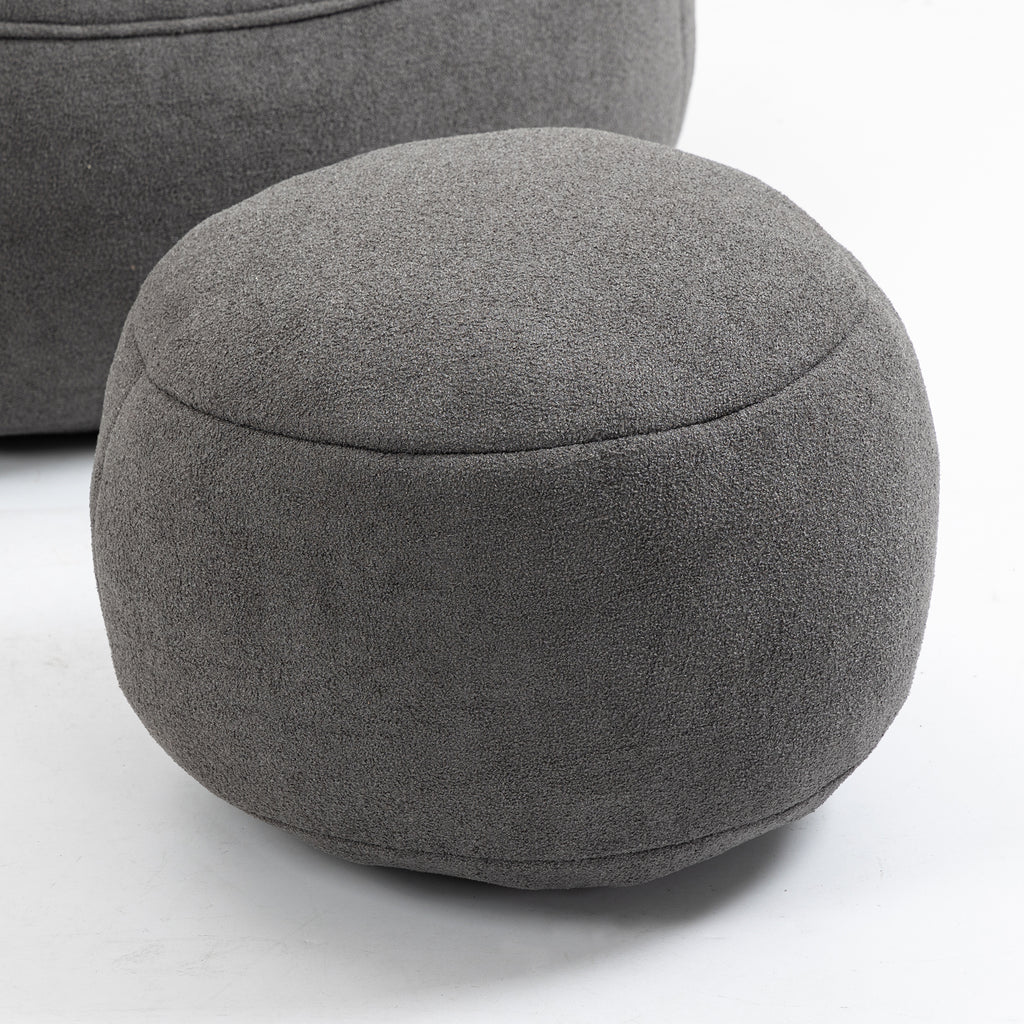 Bedding Bean Bag Sofa Chair with High-Pressure Foam and Footrest, Grey Microfiber - Grand Goldman Shop