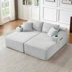 Compressible U-Shaped Sectional Sofa Set,Minimalist Style Modular Sectional Sofa, Corduroy Fabric Cloud Couch for Living Room - Grand Goldman Shop