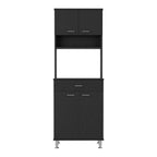 Della 60 Kitchen Pantry with Countertop, Closed & Open Storage -Black - Grand Goldman