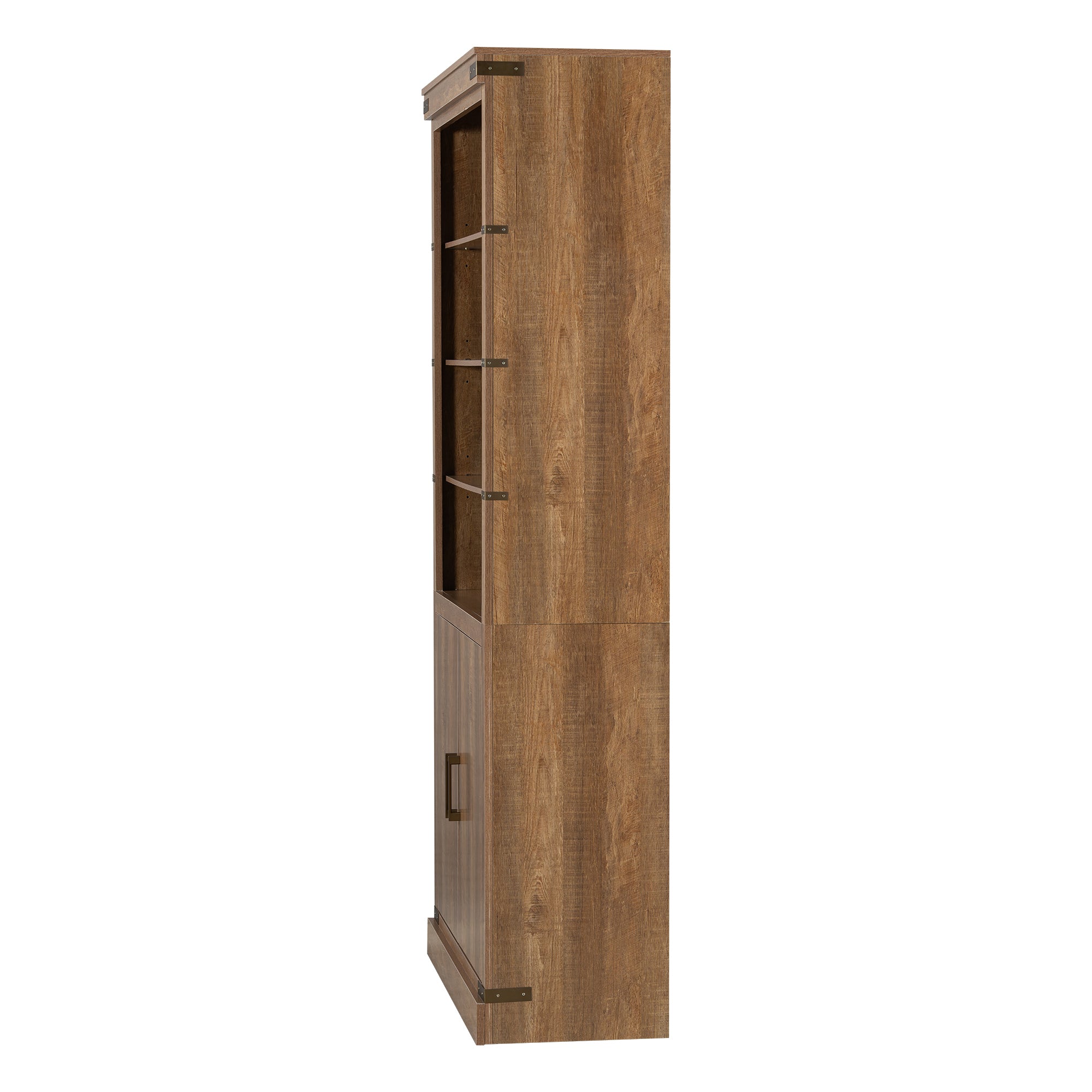 83.4'Tall Modern Bookshelf with Doors, Farmhouse Bookcase with 3-Tier Adjustable Shelves, Display Shelves with LED Light,Larg