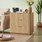3 Drawers Drasser 2PCS, 27.6'' Wide Modern Chest of Drawers Curved wave Design,Nightstand,Wood Drawer Organizer for Bedroom, Living Room, Hallway, Oak,27.6''W x 15.8''D x 27.4''H. - Grand Goldman Shop