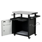 K&K 39.5' Outdoor Grill Cart with Storage Cabinet, Outdoor Bar Cart Pizza Oven Table with Wheels, Stainless Steel Top, Outdoor Kitchen Island with Spice & Paper Rack for BBQ, Waterproof Cover Included - Grand Goldman Shop