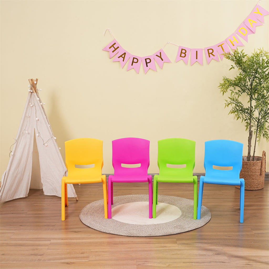 Kids Chair,Children Lightweight Plastic 4 Chairs Set with 11.8' H Seat for Playrooms,Preschool,Toddlers (Enlarge Size) | Prem