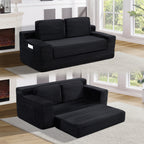 Corduroy Cloud Double Sofa, 2-in-1 Convertible Sofa Bed, Comfortable Boneless Double Sofa, Suitable for Living Room, Apartment, Small Space Black - Grand Goldman Shop