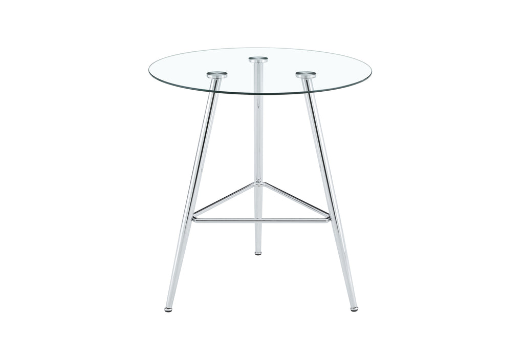 36 Inch Height Bar Table, 34 Inch Round Tempered Glass Top Pub Table with Chrome-Plated Silver Metal Legs, Modern Bistro Table for Kitchen Island/Bar/Cafe - Grand Goldman Shop
