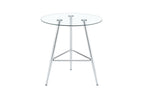 36 Inch Height Bar Table, 34 Inch Round Tempered Glass Top Pub Table with Chrome-Plated Silver Metal Legs, Modern Bistro Table for Kitchen Island/Bar/Cafe - Grand Goldman Shop
