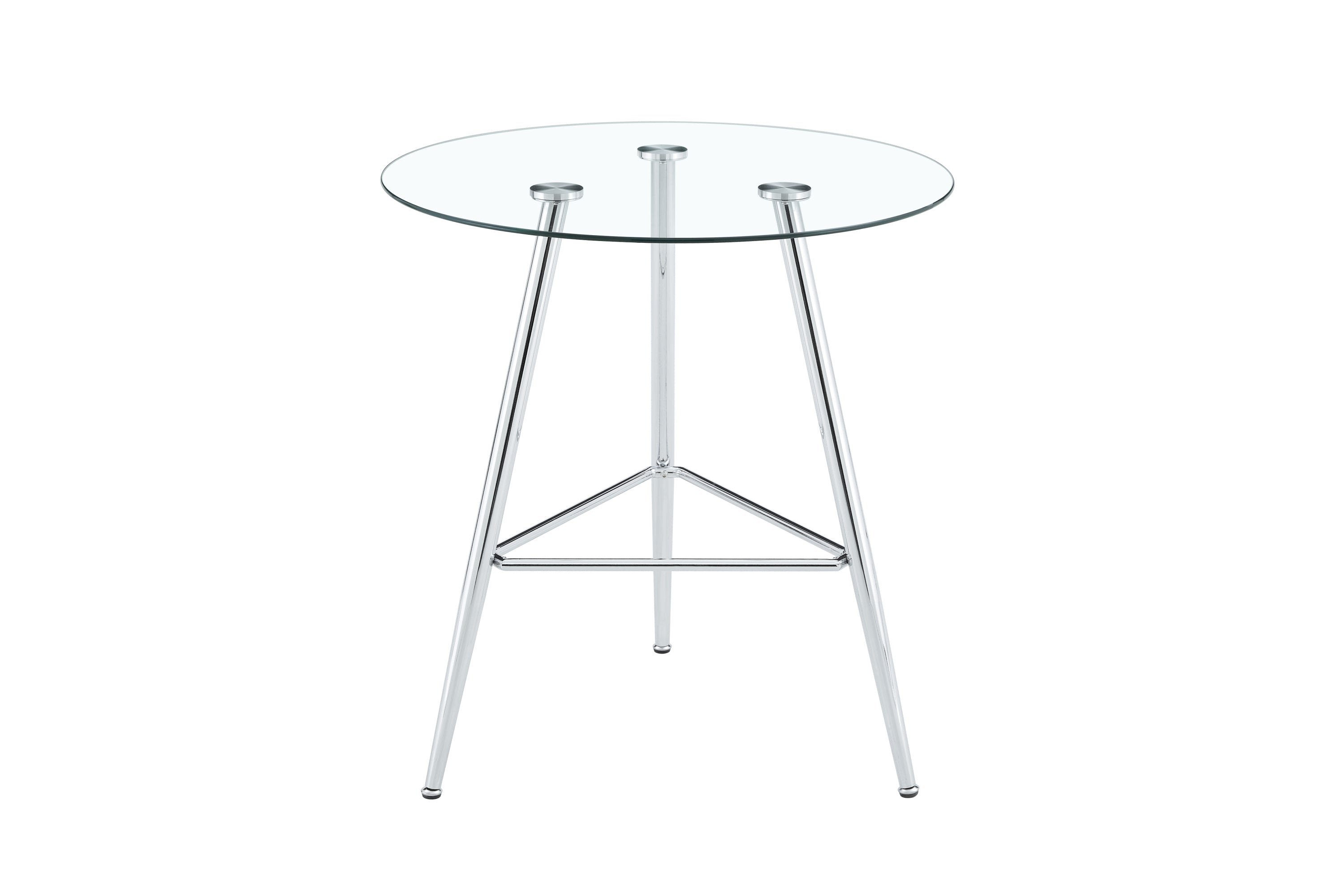 36 Inch Height Bar Table, 34 Inch Round Tempered Glass Top Pub Table with Chrome-Plated Silver Metal Legs, Modern Bistro Table for Kitchen Island/Bar/Cafe - Grand Goldman Shop