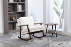 Mid Century Modern Accent Chair ,rocking chair with Wood Frame, Upholstered Living Room Chairs , Reading Armchair for Bedroom Sunroom - Grand Goldman Shop