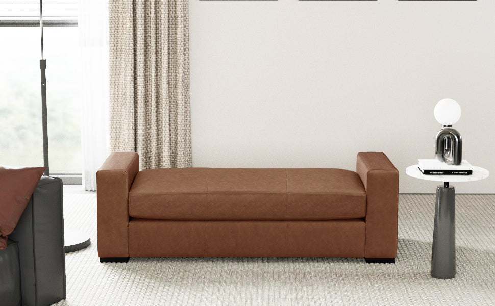 Stylish and Durable Brown Faux Leather Ottoman - Grand Goldman Shop