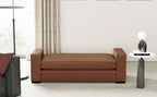Stylish and Durable Brown Faux Leather Ottoman - Grand Goldman Shop