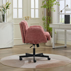 Modern Chenille Swivel Office Chair, Height Adjustable Task Chair with Convertible Multi-Position Armrests, Comfy Double Cush