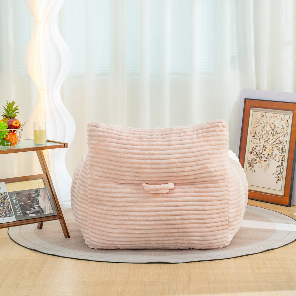 Bean Bag Chair for Adults with Armrests - Oversized Comfy Beige Beanbag Lounge Lazy Floor Sofa Chair for Living Room, Bedroom & Dorm, Cozy Fluffy Single Cloud Mini Couch - Grand Goldman Shop