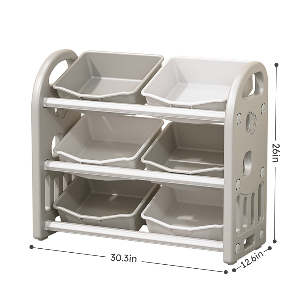 Kids Toy Storage Organizer with 6 Bins, Multi-functional Nursery Organizer Kids Furniture Set Toy Storage Cabinet Unit with H