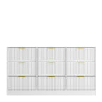 White 9 Drawer Dresser, 63' Large Deep Chest of Drawers, Wooden Dresser Storage Cabinet with 9 Drawers for Bedroom, Long Dressers for Living Room, Hallway, Drawer panel with wavy patterns - Grand Goldman Shop