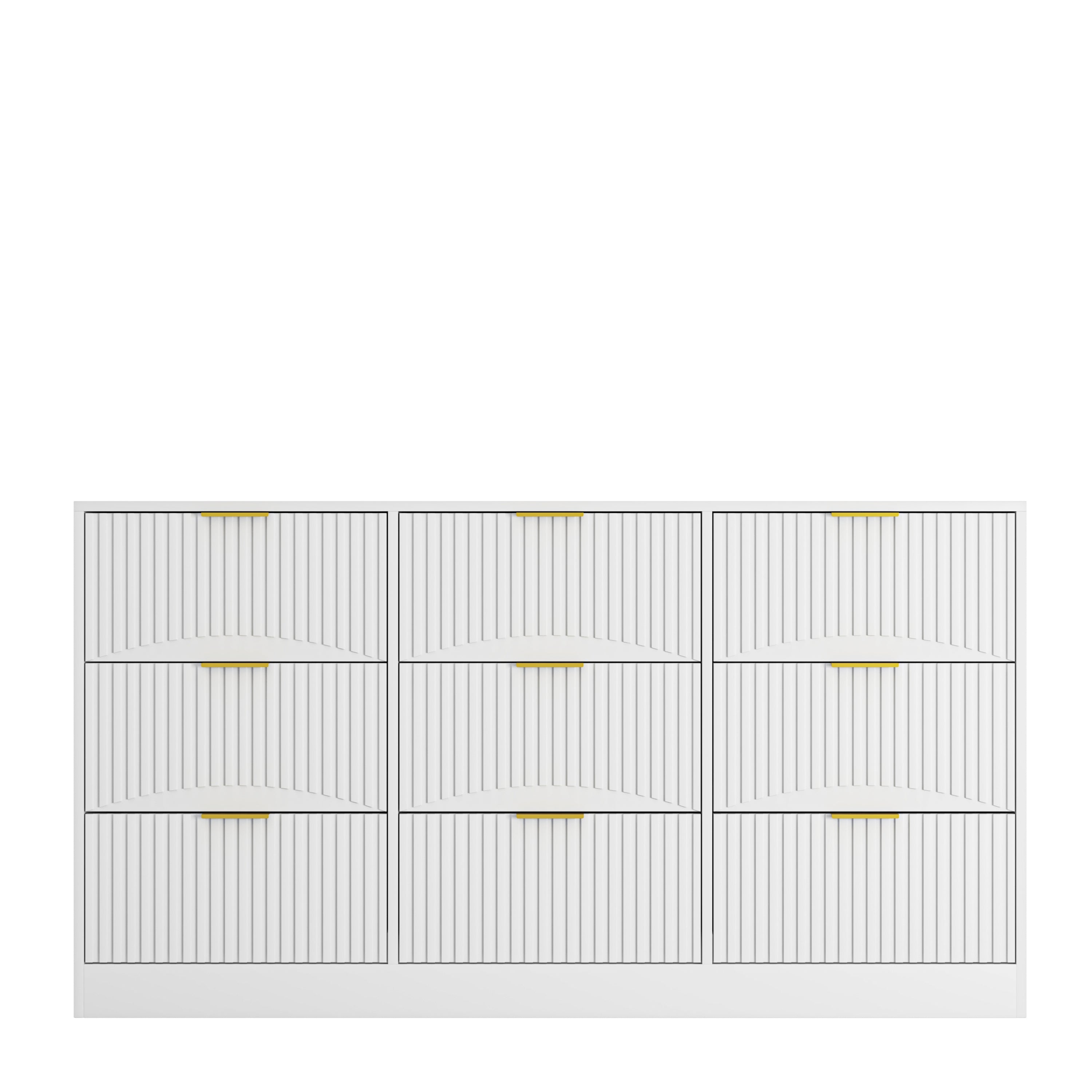 White 9 Drawer Dresser, 63' Large Deep Chest of Drawers, Wooden Dresser Storage Cabinet with 9 Drawers for Bedroom, Long Dressers for Living Room, Hallway, Drawer panel with wavy patterns - Grand Goldman Shop
