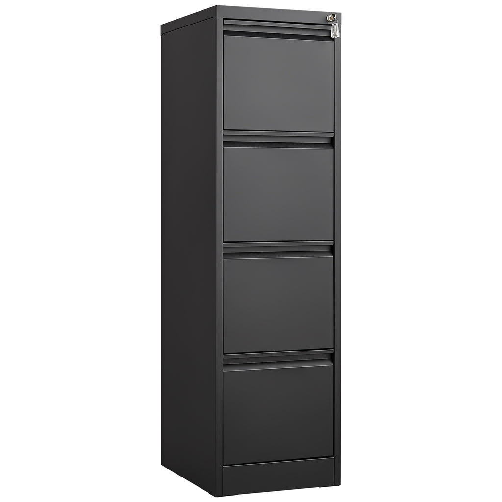 4 Drawer Vertical File Cabinet with Lock for Home Office Organizer, Black Metal Filing Cabinet, Letter/A4/Legal Size - Shop Q