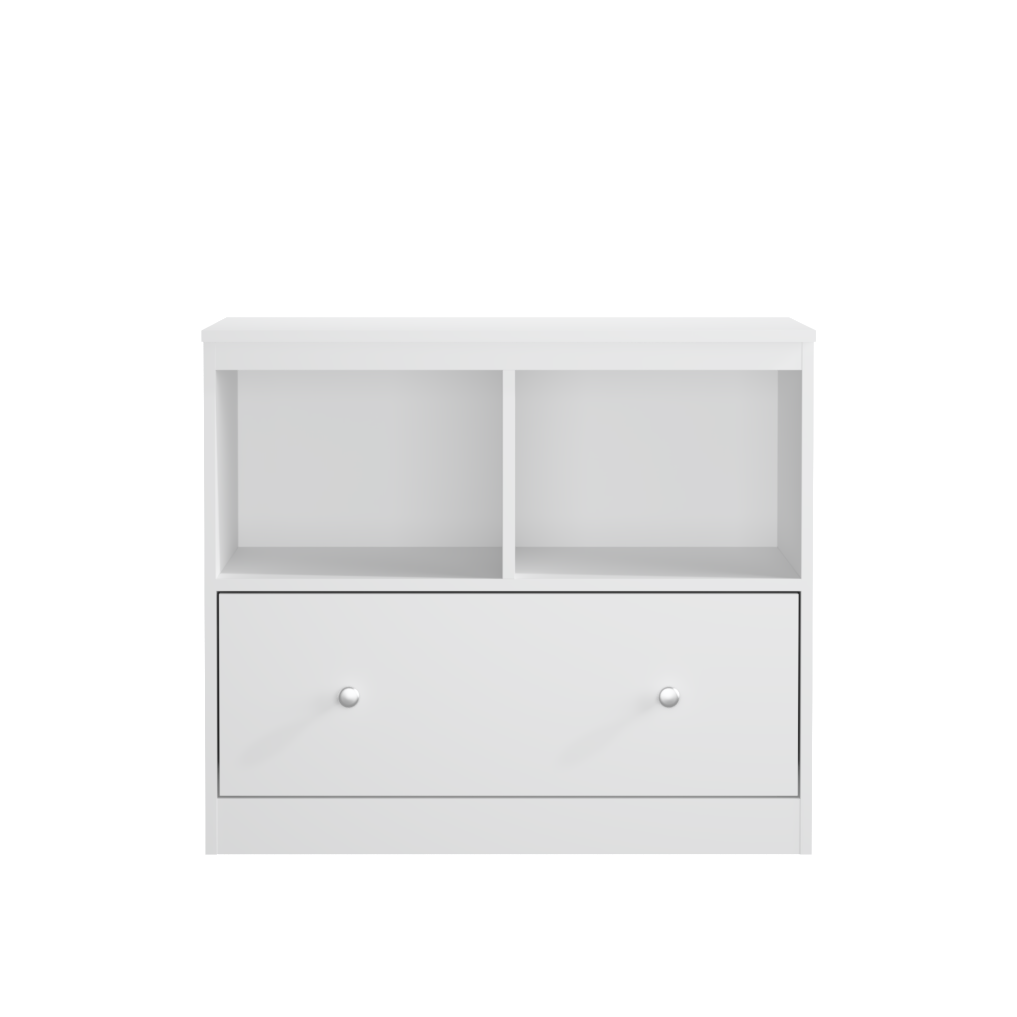 White Wooden Kids Toy Storage Organizer with Large Drawer and Low Bookshelf for Nursery & Playroom, Engineered Wood Cabinet f